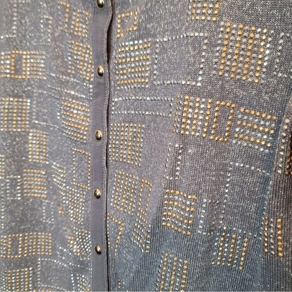 White House Black Market Gray Metallic Shimmer Embellished Cardigan Size Small - Picture 2 of 10